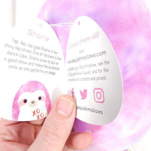 NWT Squishmallow 8" Shari The Tie Dye Sloth Valentines XOXO 2020 - Picture 4 of 8